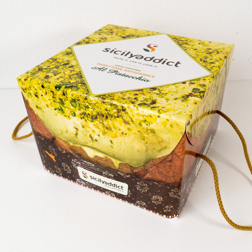 Panettone artigianale al pistacchio 1kg con crema di pistacchio in sac a poche da 200g