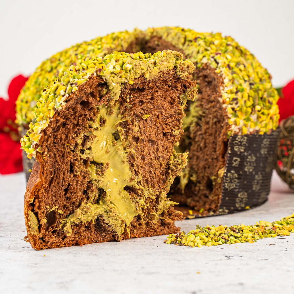 Panettone artigianale al cioccolato e pistacchio ciokopistacchio